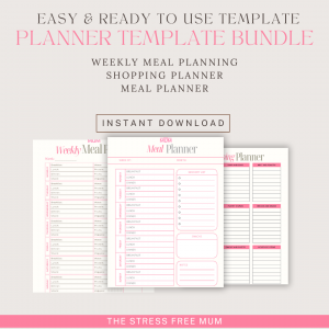 the planner template bundle 4 (weekly meal planning, shopping planner and meal planner)